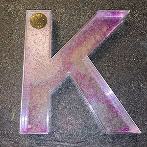 NWOT Letter Initial K Purple Glitter Decoration For Shelf Dresser Or Nightstand
